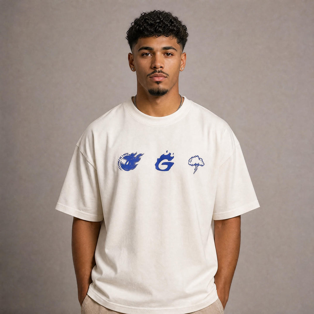 T-Shirt Oversize GRIT Limits Beige - face