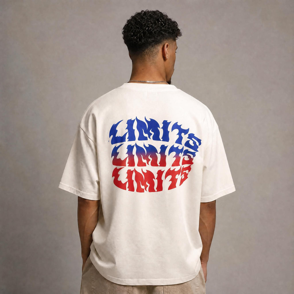 T-Shirt Oversize GRIT Limits Beige - dos